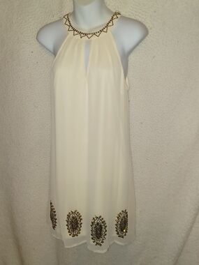 The Clothing Co. Sheer Chiffon Fairy Embellished Halter Shift Dress Babydoll(HG)